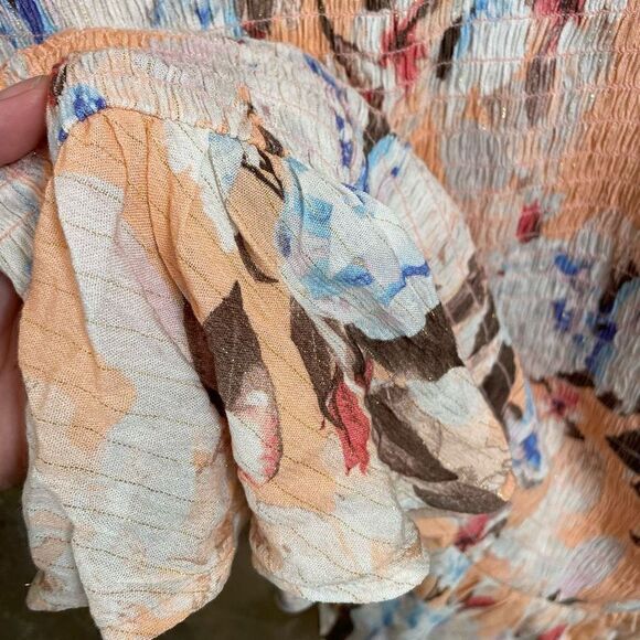 Express Peachy Pink Floral Smocked Mini Dress, XL NWT - Picture 5 of 6